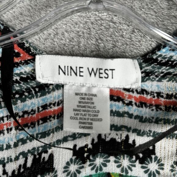 Nine West Kimono Women One Size White Black Green Botanical Cockatoo Boho Nature - Picture 6 of 7